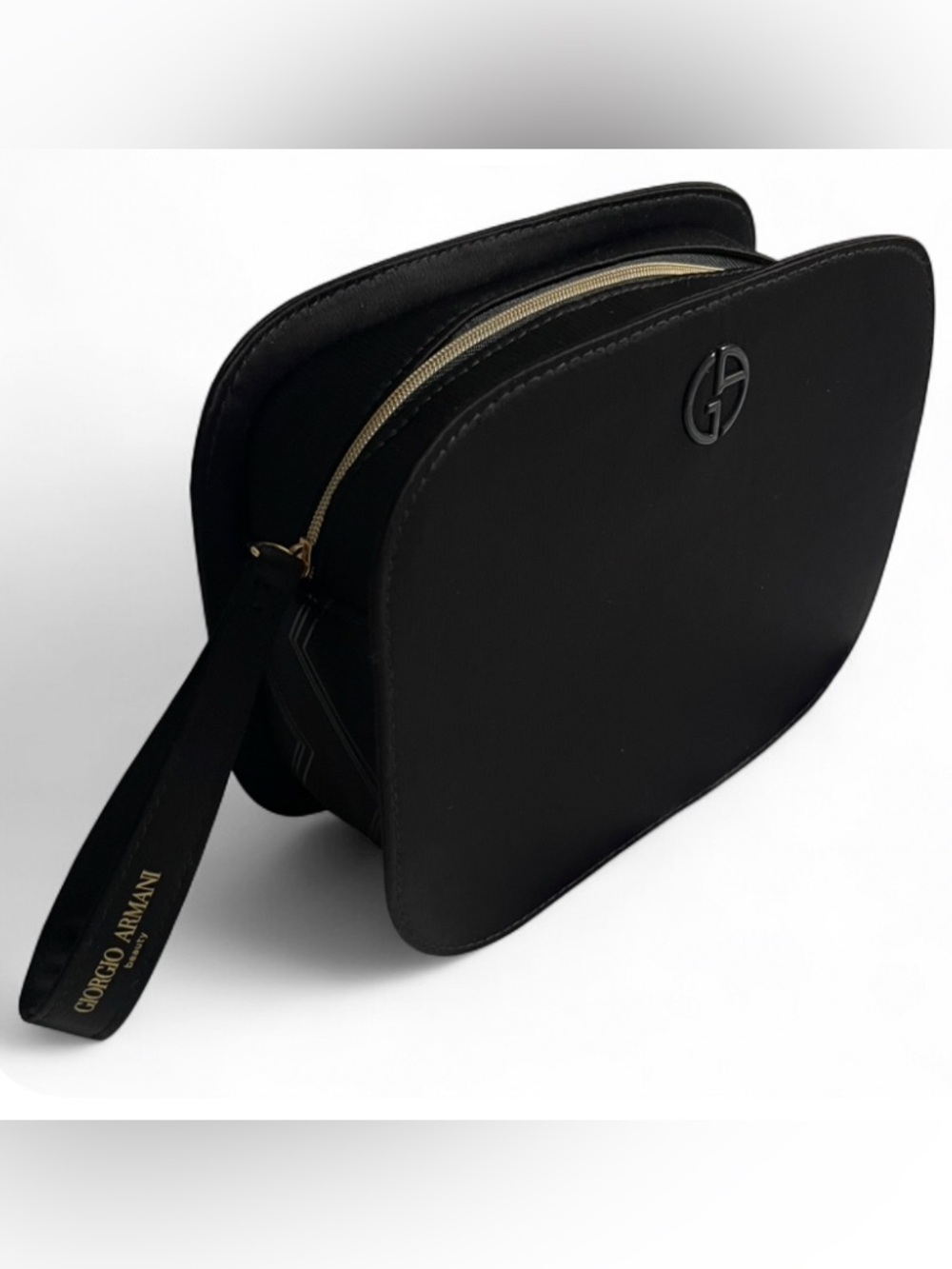 Giorgio Armani Black Makeup Cosmetic Bag with strap / wristlet